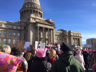 A large crowd protests during the 2018 Women’s March in Boise. 