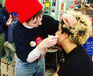 Boise High students try out different drag looks at Kevin Peters Fit for a Queen workshop. 