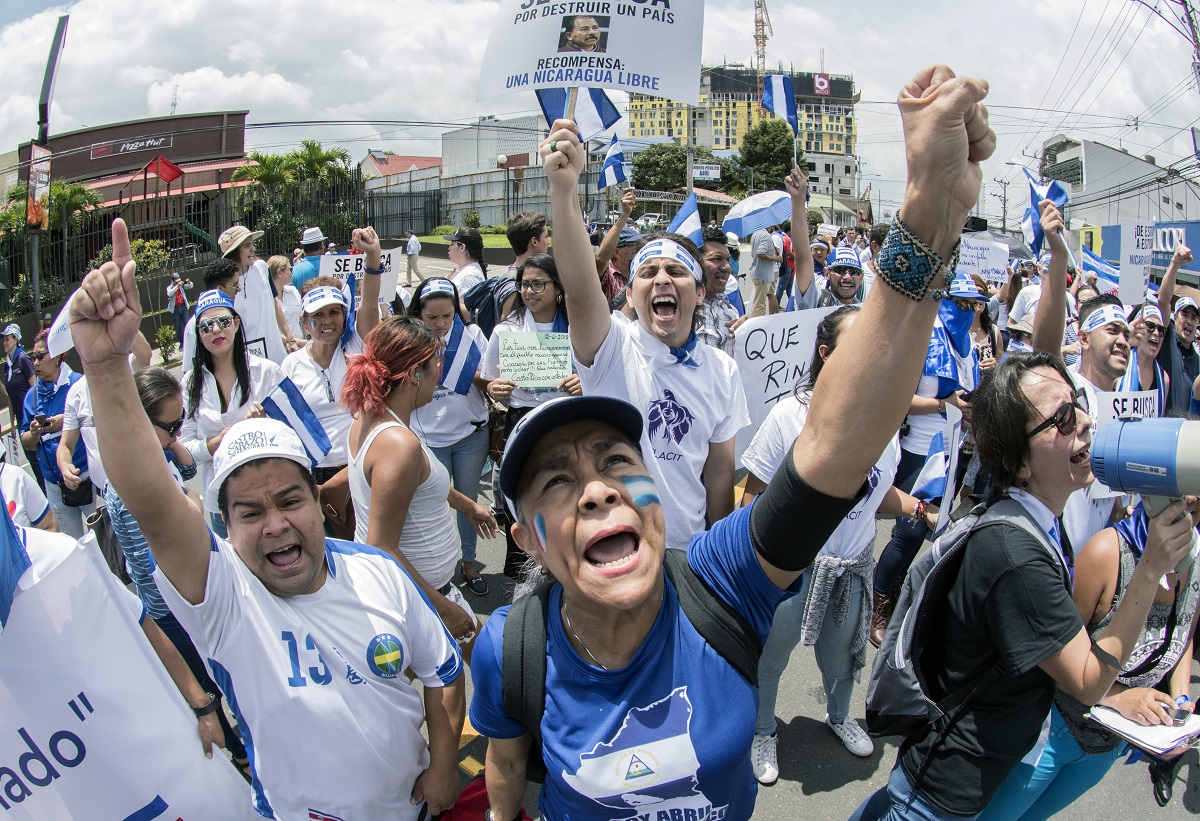 Nicaraguans and Costa Ricans protesting against president Ortega’s actions in San Jose, Costa Rica.