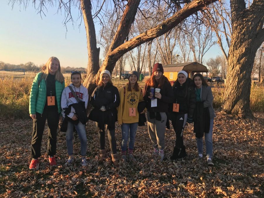 Megan Bass, Gracie Maulik, Ella Schmitz, Caitlin Atkins, Sophia Martin, Alana Cronin, Kyra Cronin (left to right)  BHS Sophomores and Juniors volunteering at the Nike Regionals Cross Country Meet. What a great way to help out the community! 