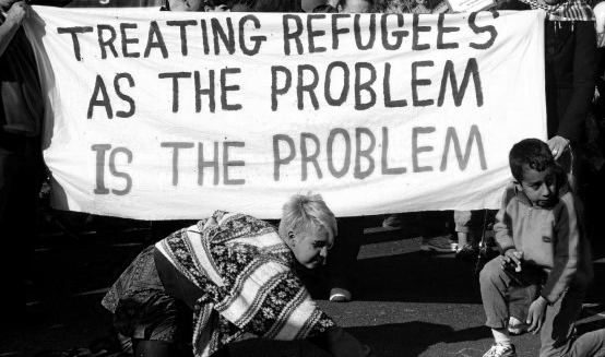 A poster seen in a pro-immigration and refugee rights rally at Broadmeadows, Melbourne. A positive message, in line with what a human response should look like. 