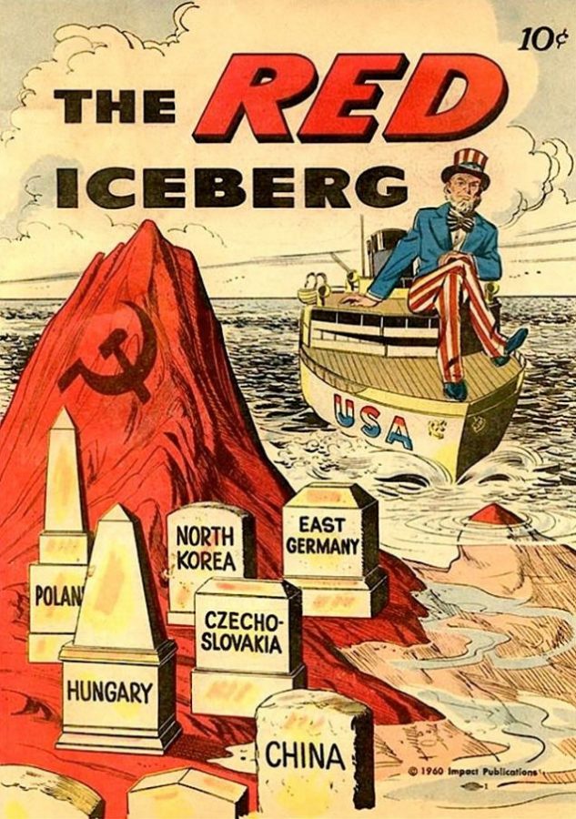 A+printing+of+an+anti-communist+propaganda+poster%2C+originally+printed+in+1960.+The+poster+depicts+%E2%80%9CThe+Red+Iceberg%E2%80%9D+in+an+effort+to+display+the+nature+of+communism%E2%80%99s+influence+in+the+east.