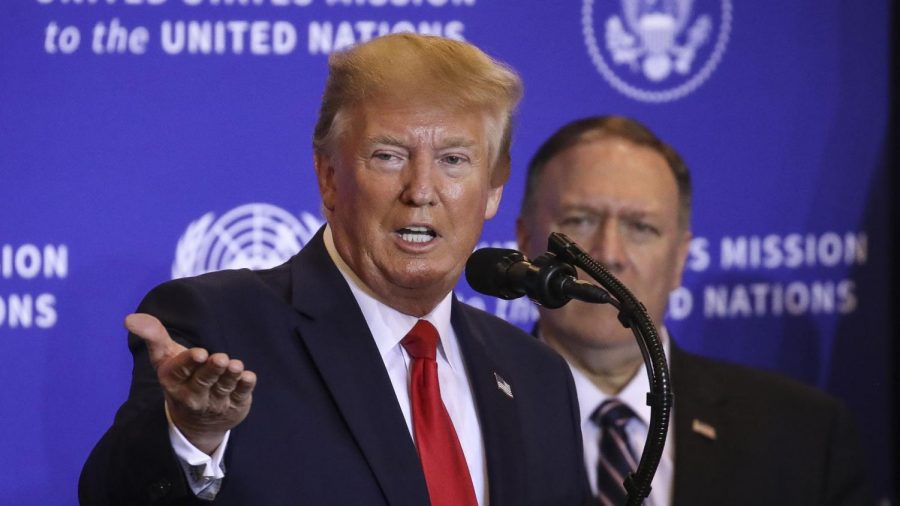 President Trump speaking at the 74th General Debate at the United Nations General Assembly on September 25th, 2019, where he addresses the issues related to the impeachment inquiry (Drew Angerer, Getty Images).