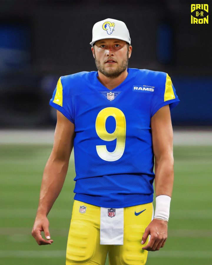 Pictured here is Mathew Stafford the first quarterback on the move in 2021 going from Detroit to Los Angeles