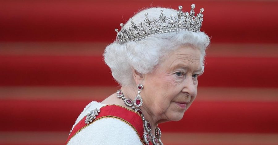This is a picture of the Queen at an official state event wearing one of her many tiaras 