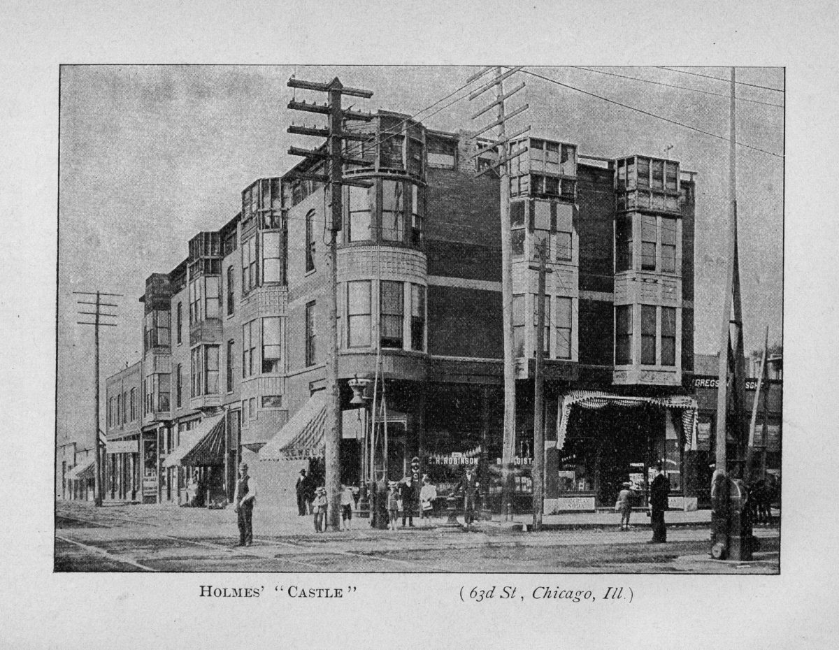 A photograph of H. H. Holmes’ “Murder Castle” in Chicago, Illinois (history.com).